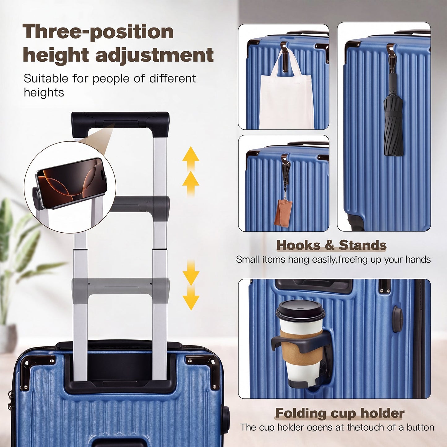 Advwin 20"+14" Hardshell Luggage Set with Power Bank Pocket