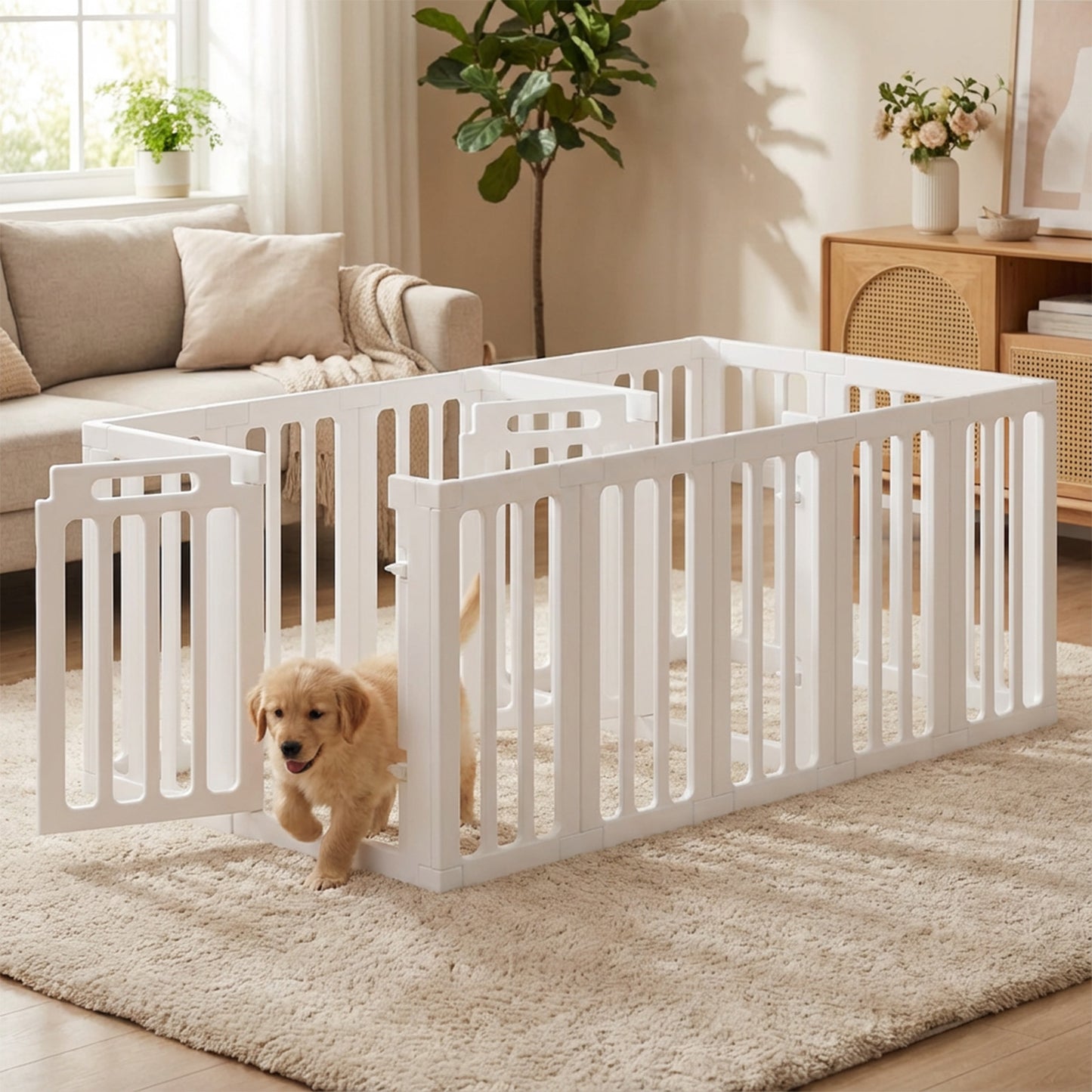 Advwin Pet Playpen with 2 Doors for Small Dogs