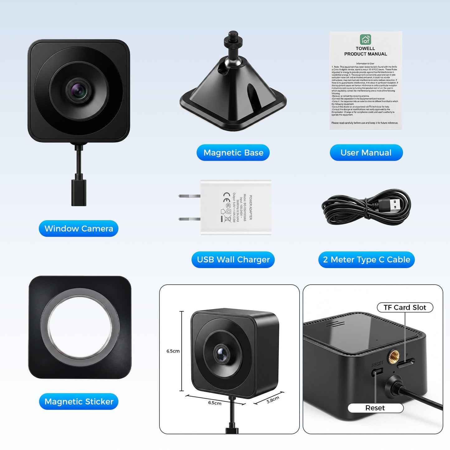 Advwin 2K WiFi Window Camera with Magnetic Glass Mount