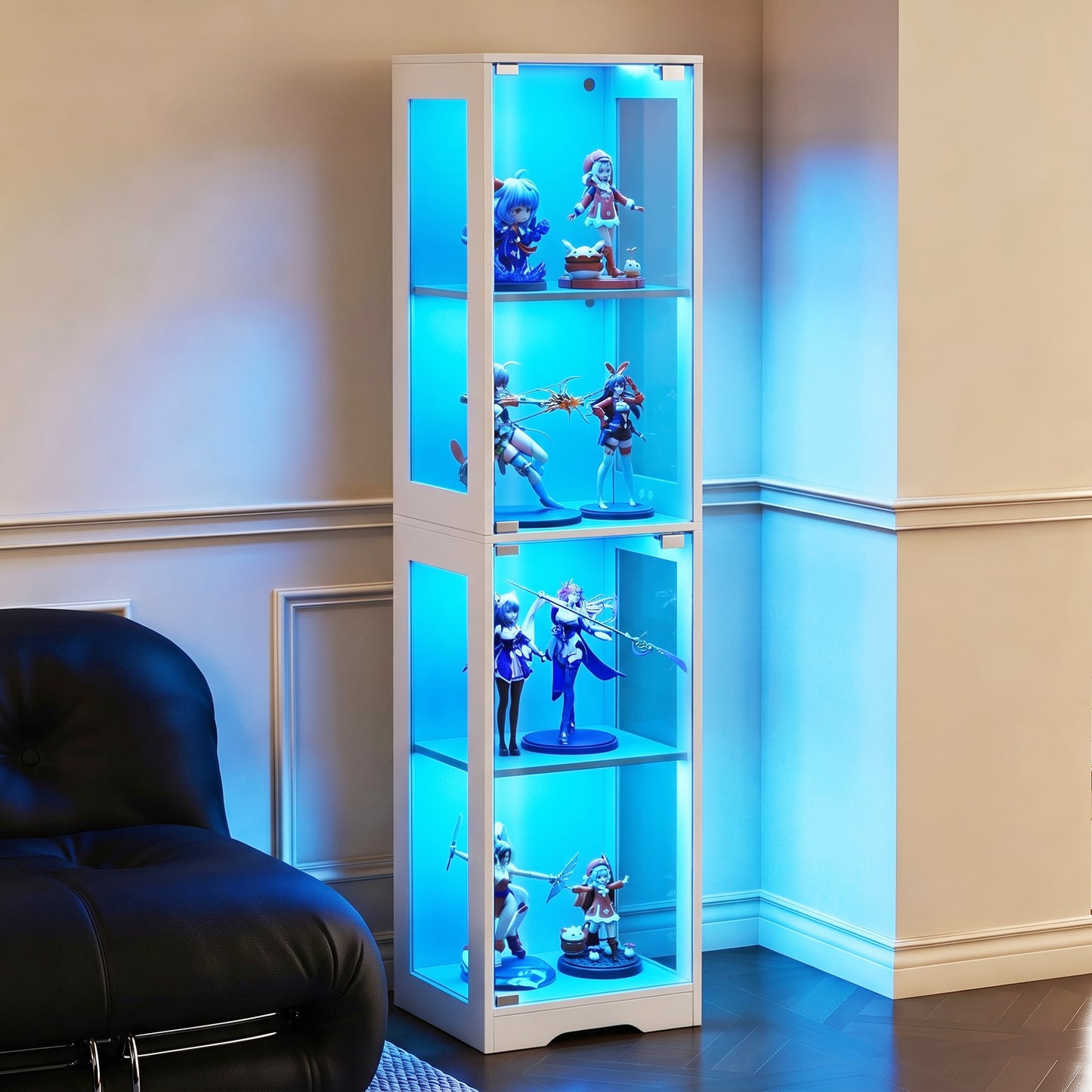 Advwin 4 Tier LED Glass Display Cabinet 160cm