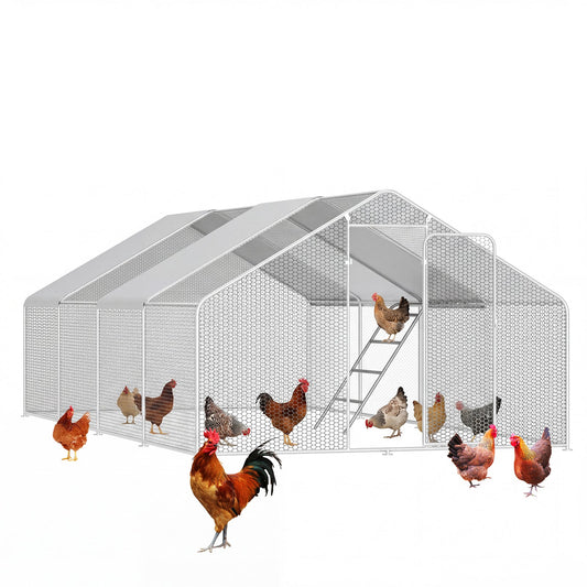 Advwin 6x3x1.95m Metal Chicken Coop w/ 4-Tier Perch