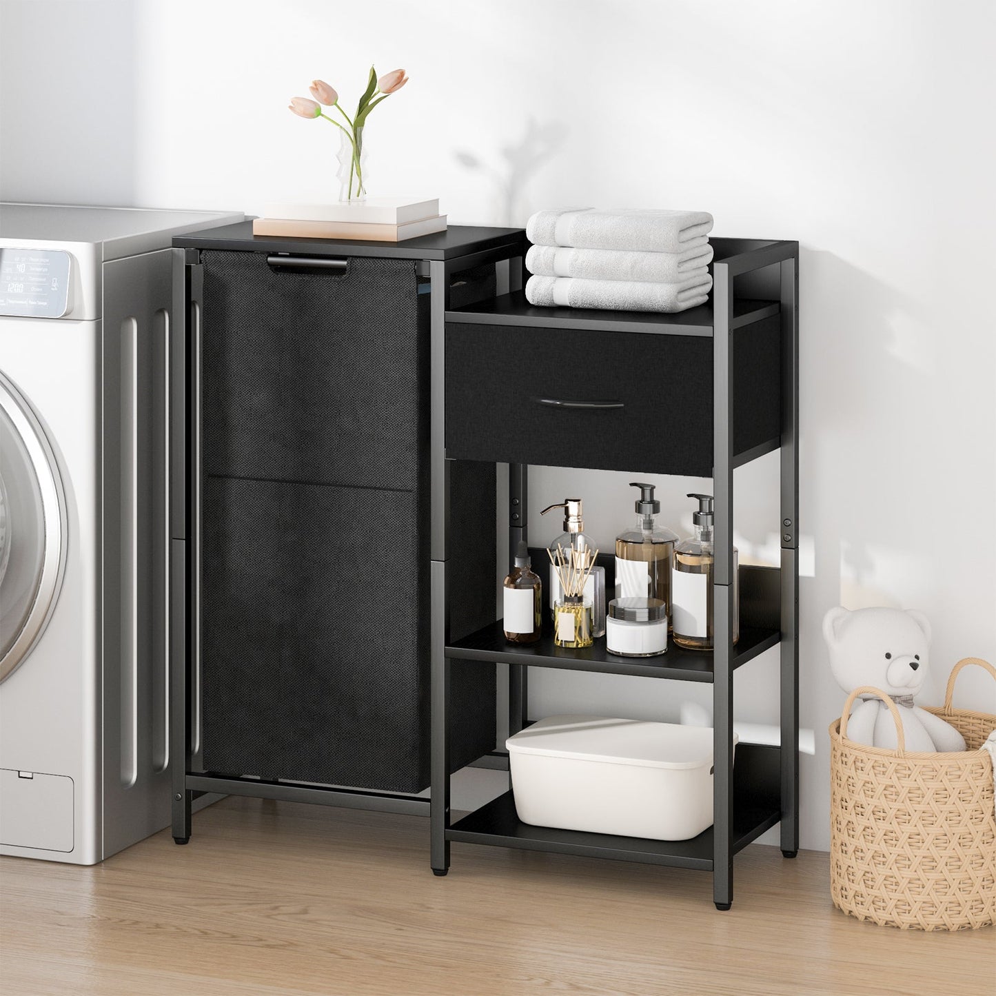 Advwin Laundry Hamper with Fabric Drawer 60L