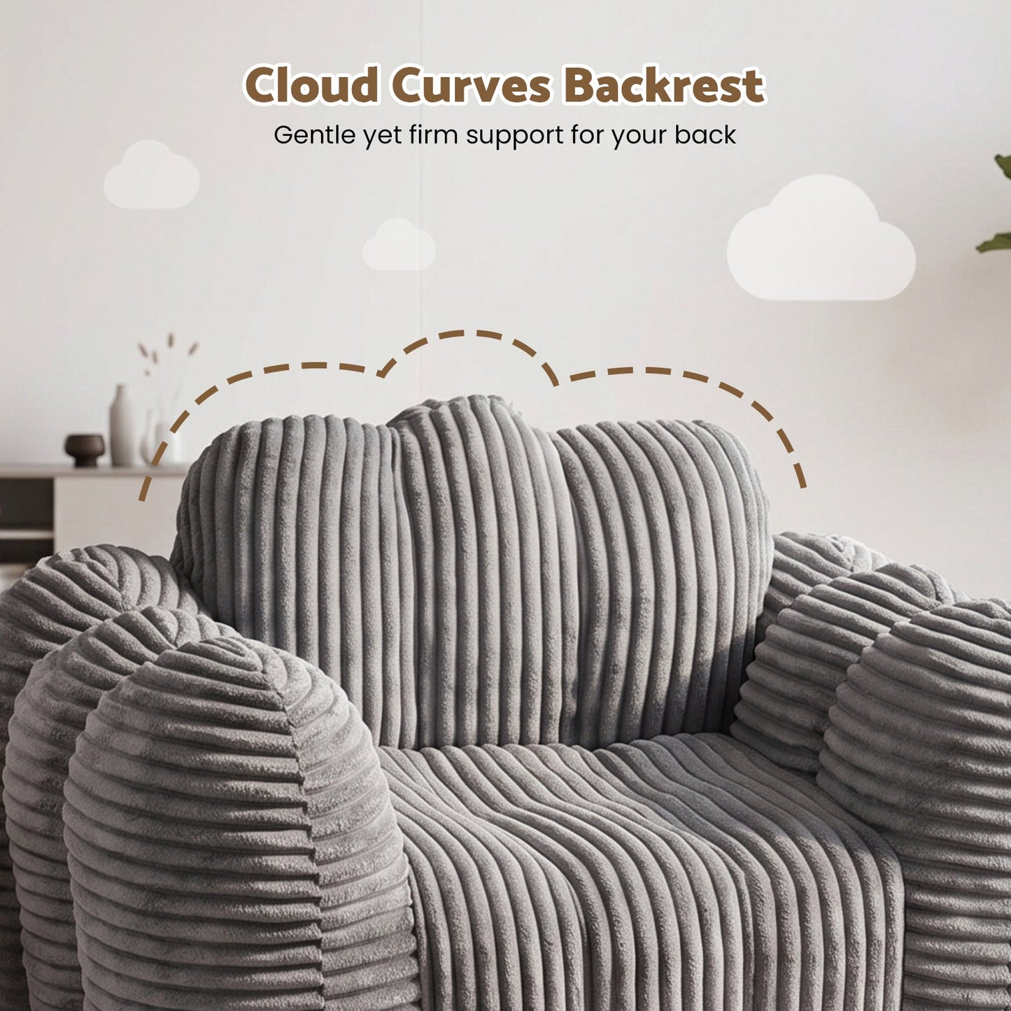 Advwin Bean Bag Chair Sofa w/ Armrests & Handle