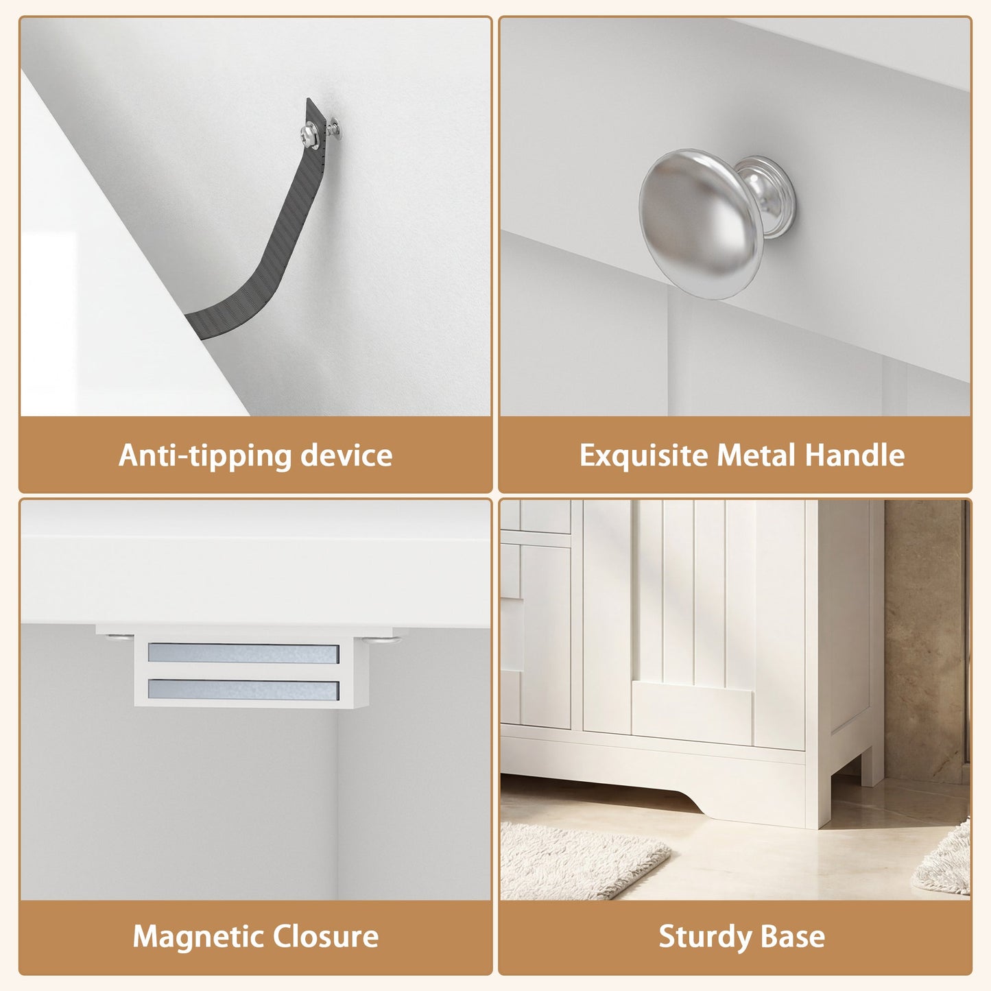 Advwin Bathroom Floor Cabinet with Drawer & Shelf White