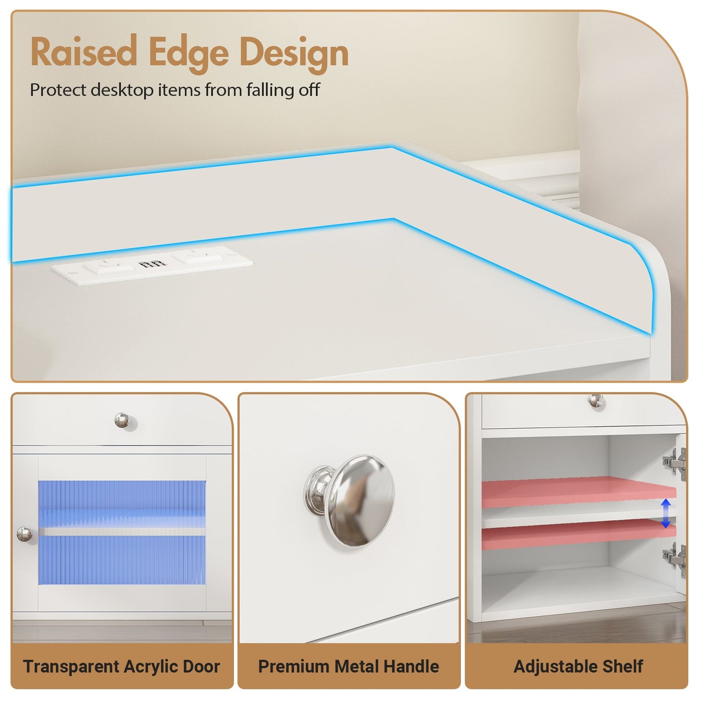 Advwin Bedside Table with Charging Station