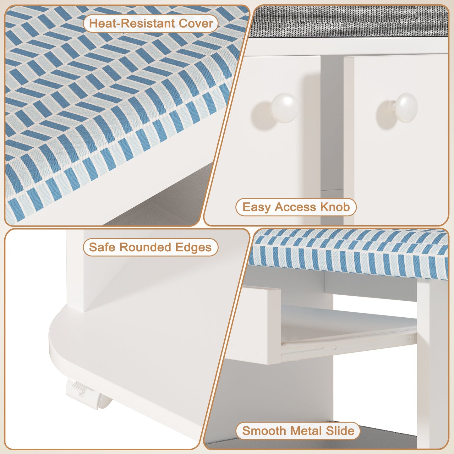 Advwin Ironing Board on Wheels with Storage & Hanger Rod