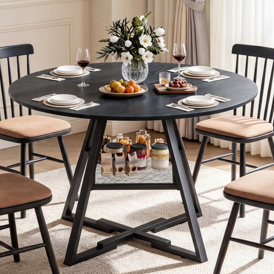 Advwin 107cm Round Dining Table 4-6 Seater