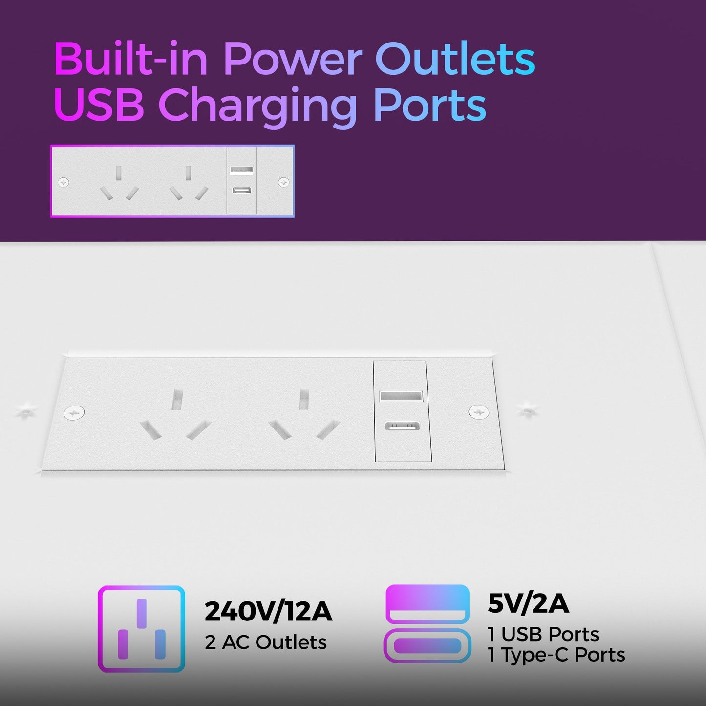 Advwin U Shaped Gaming Desk with LED Lights 164cm