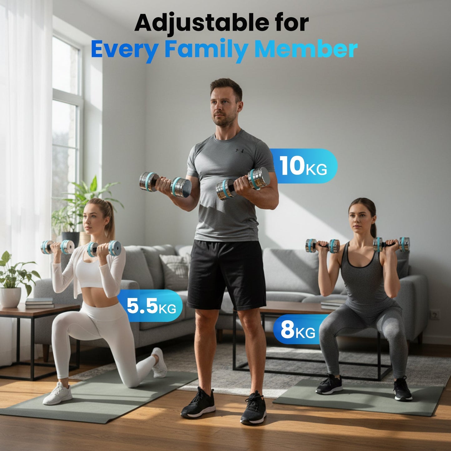 Advwin Adjustable Dumbbells 2¡Á10kg