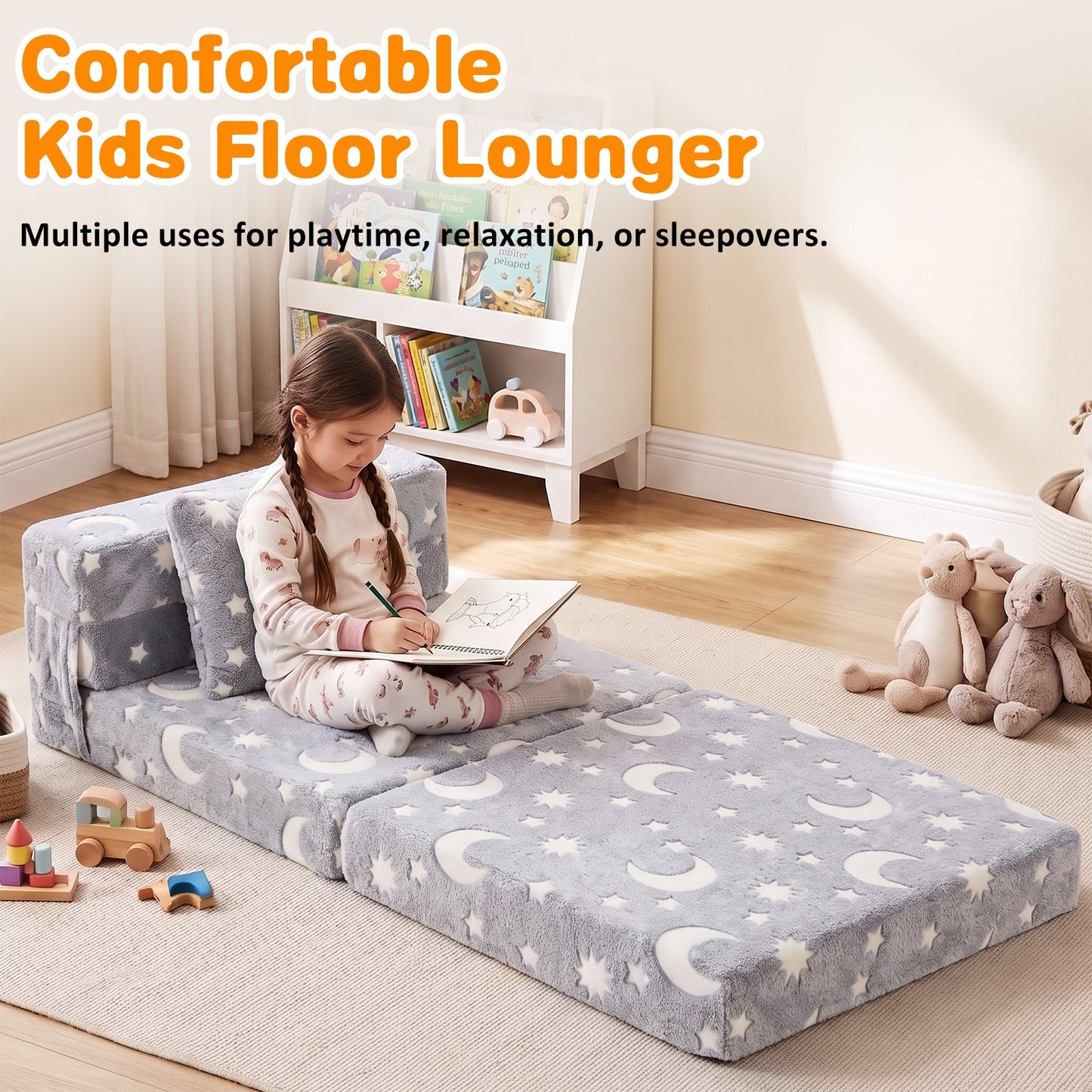 Advwin 3-in-1 Toddler Folding Sofa Bed with Pillow