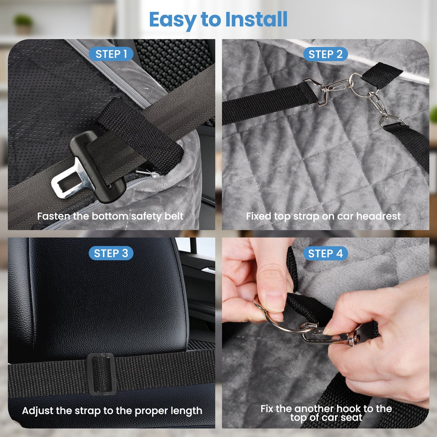 Advwin Dog Car Seat with Safety Belts & Storage
