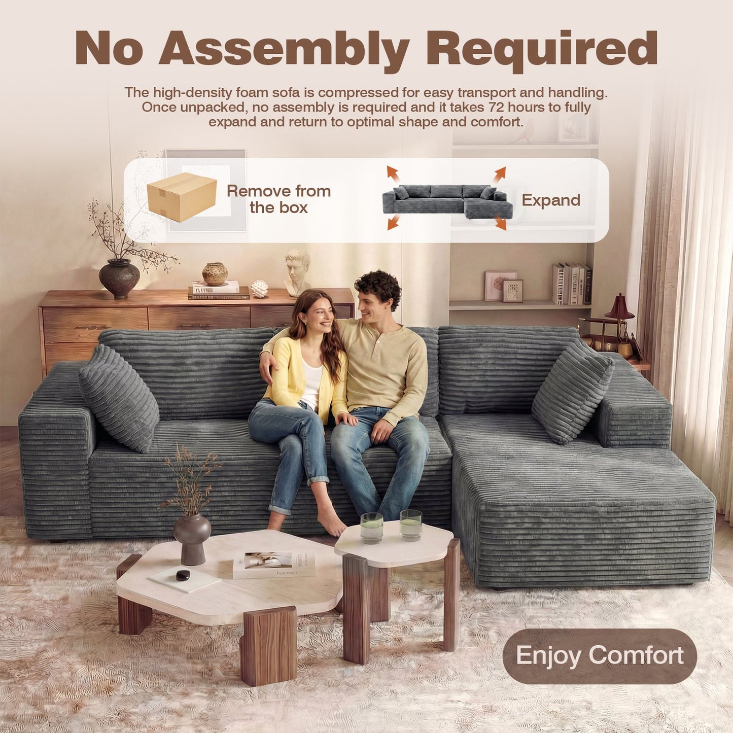 Advwin 277cm Modular Sectional Sofa L Shape 3 Seater