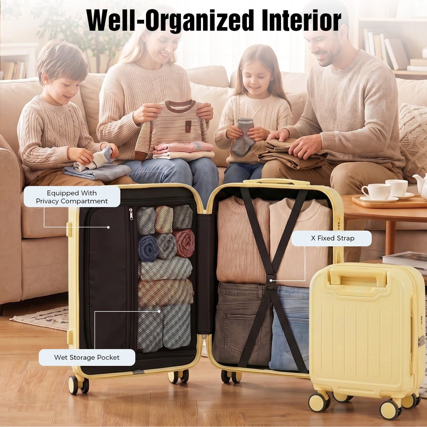 Advwin 2PCS Attachable Hardshell Luggage Set 14/20 Inch