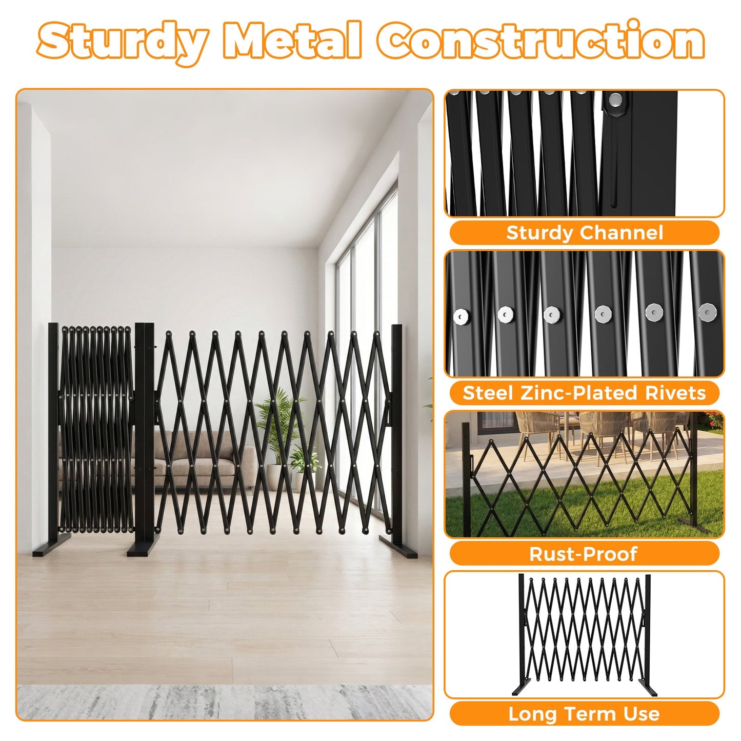 Advwin Metal Expandable Security Garden Gate 350CM