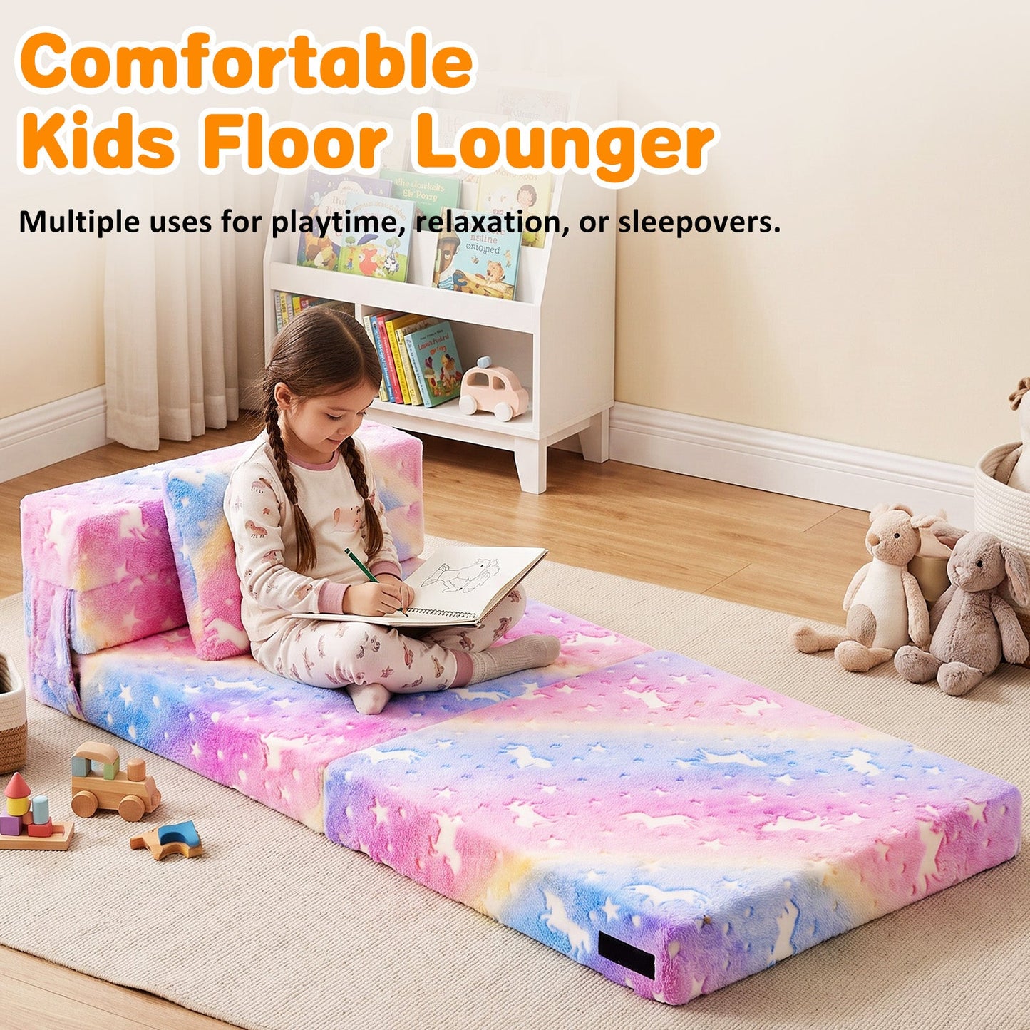Advwin 3-in-1 Toddler Folding Sofa Bed with Pillow