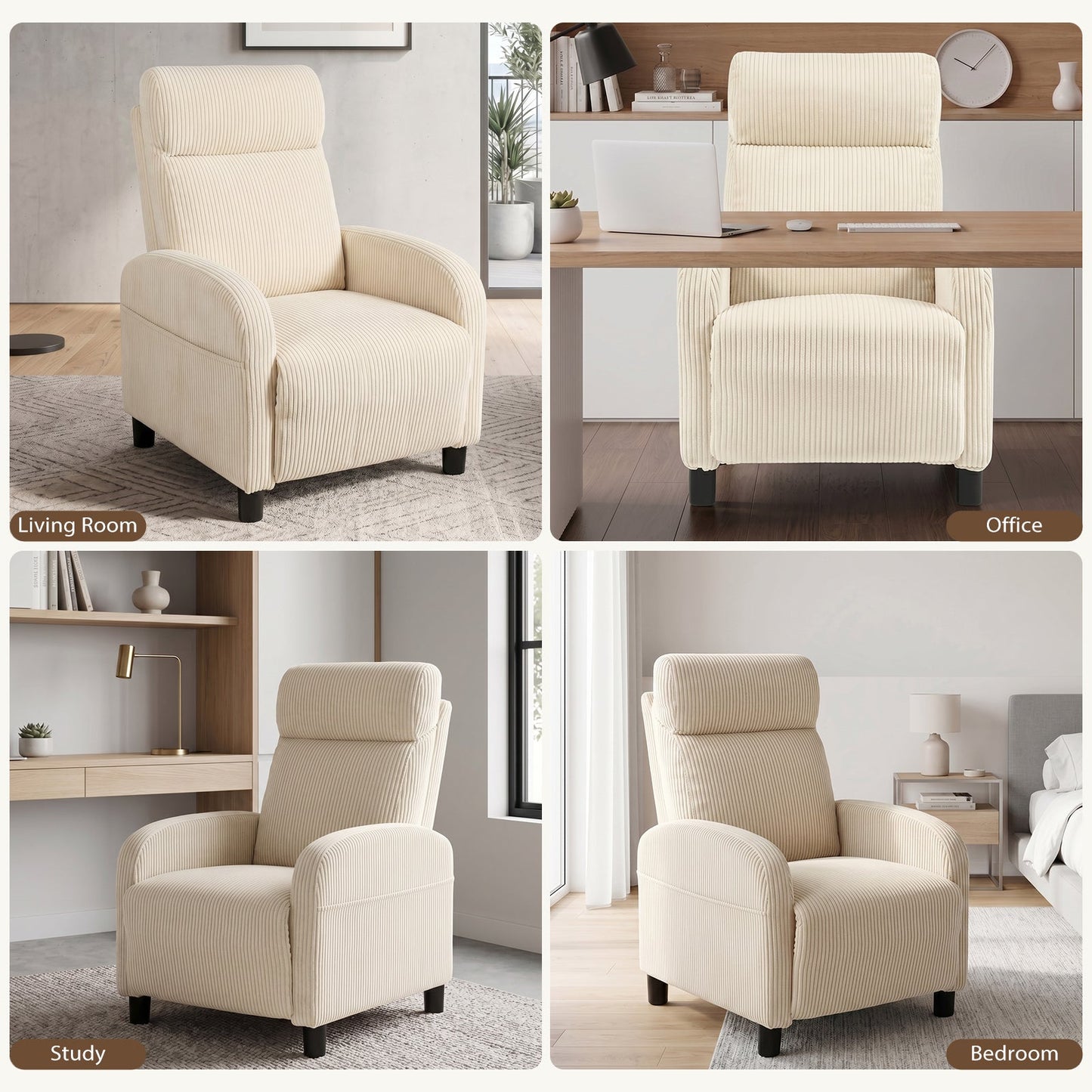 Advwin Recliner Chair with Adjustable Backrest & Footrest