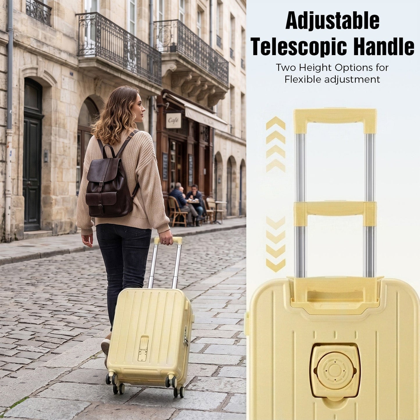 Advwin 2PCS Attachable Hardshell Luggage Set 14/20 Inch