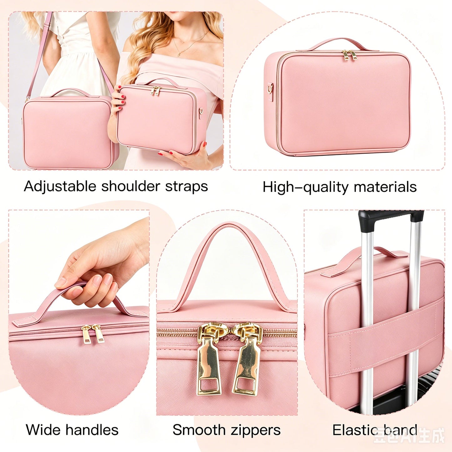 Advwin 15" Portable Makeup Case with LED Light Mirror