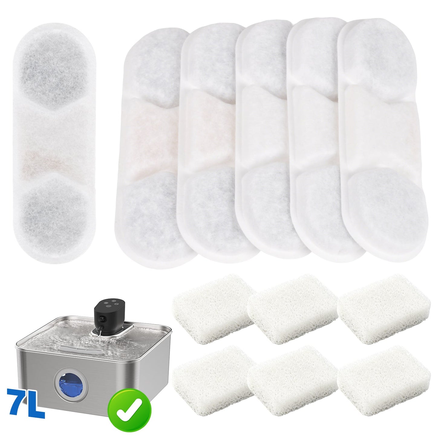 Advwin 6PCS Replacement Filters for 7L Pet Fountain