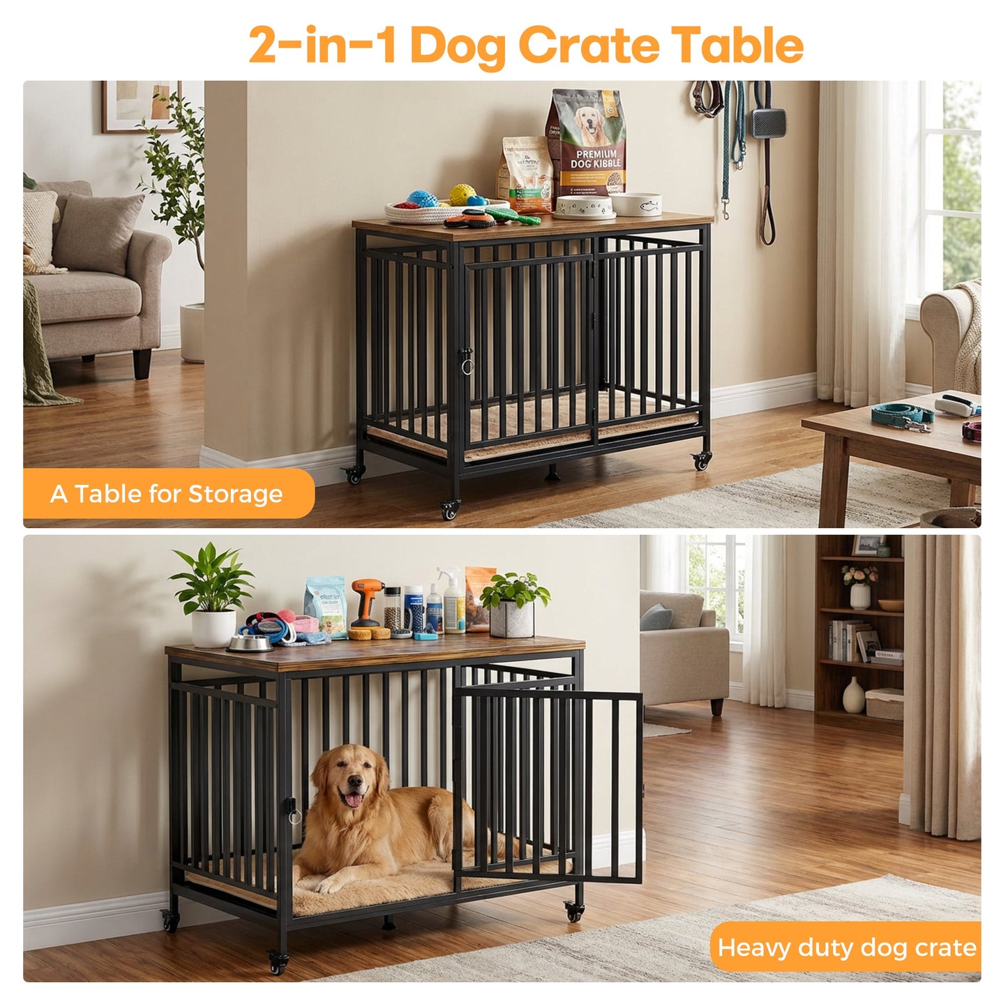 Advwin Heavy Duty Dog Kennel 101cm w/ Wheels Wooden Cage