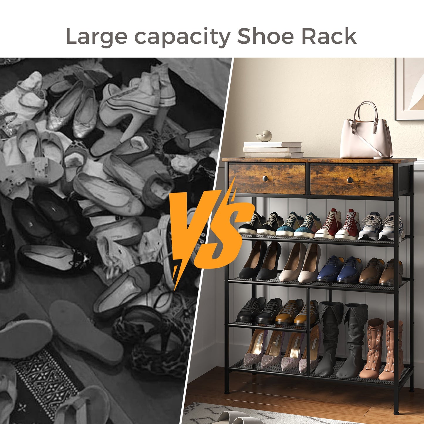 Advwin Shoe Rack Shoe Storage Organizer with 2 Drawers