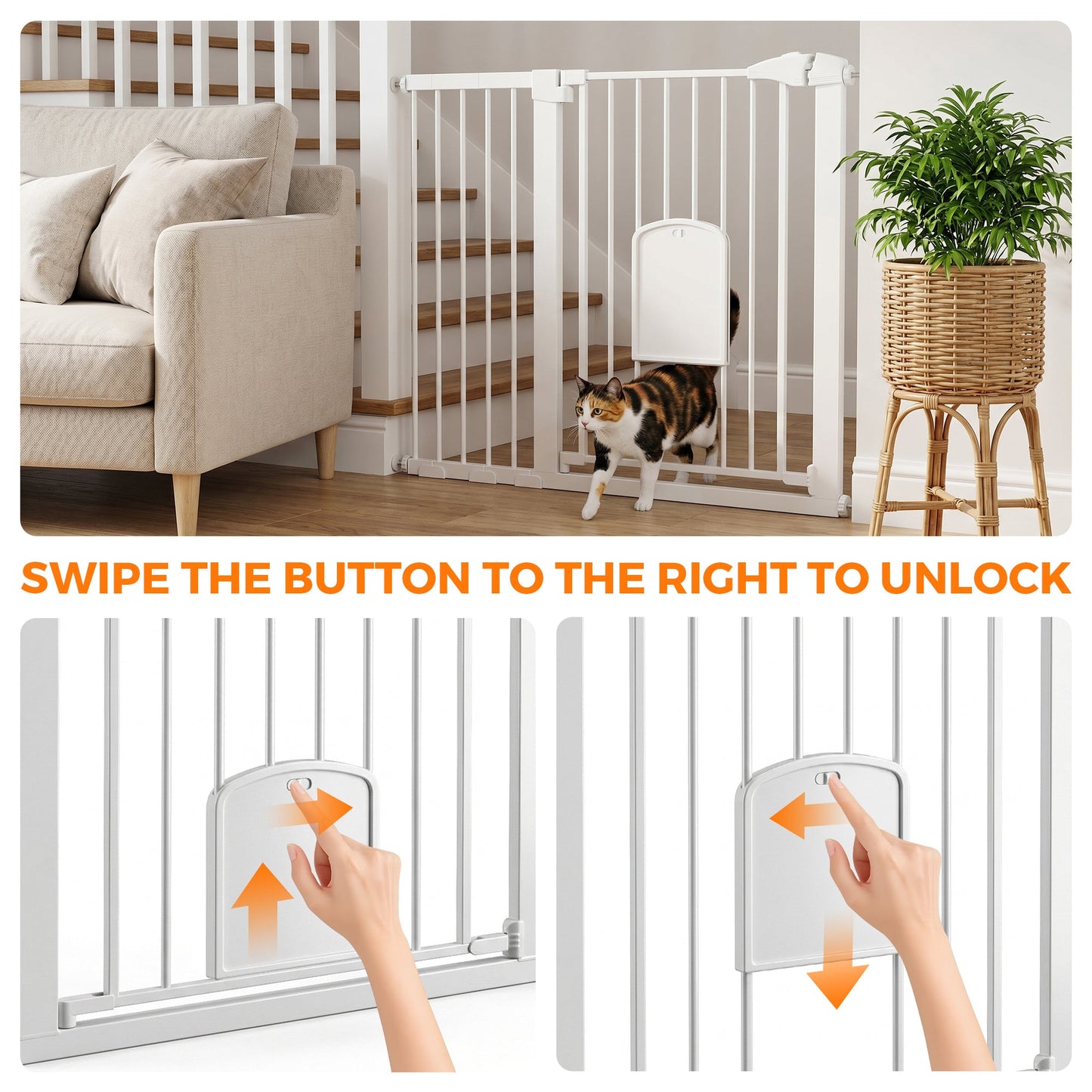 Advwin Metal Pet Safety Gate with Cat Door