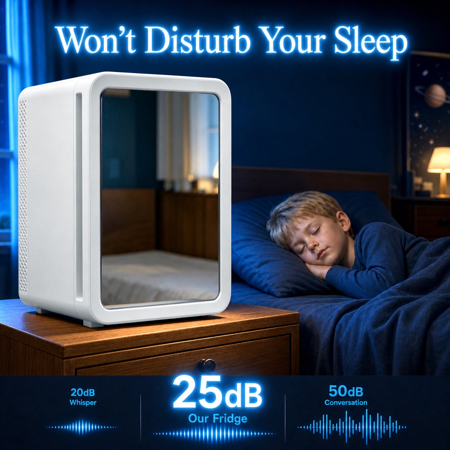Advwin 20L Mini Fridge with LED Light for Bedroom