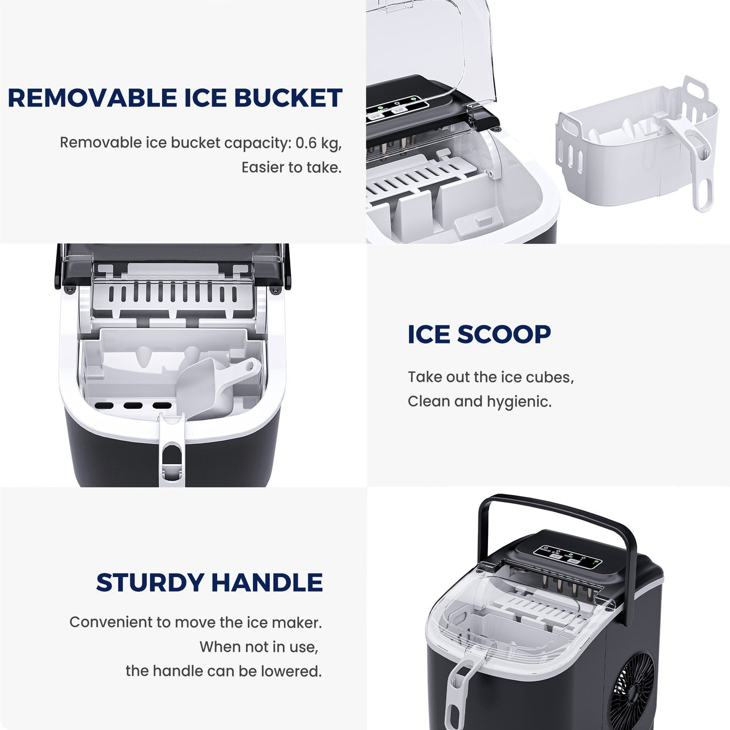 Advwin Portable Countertop Ice Maker with Handle & Basket