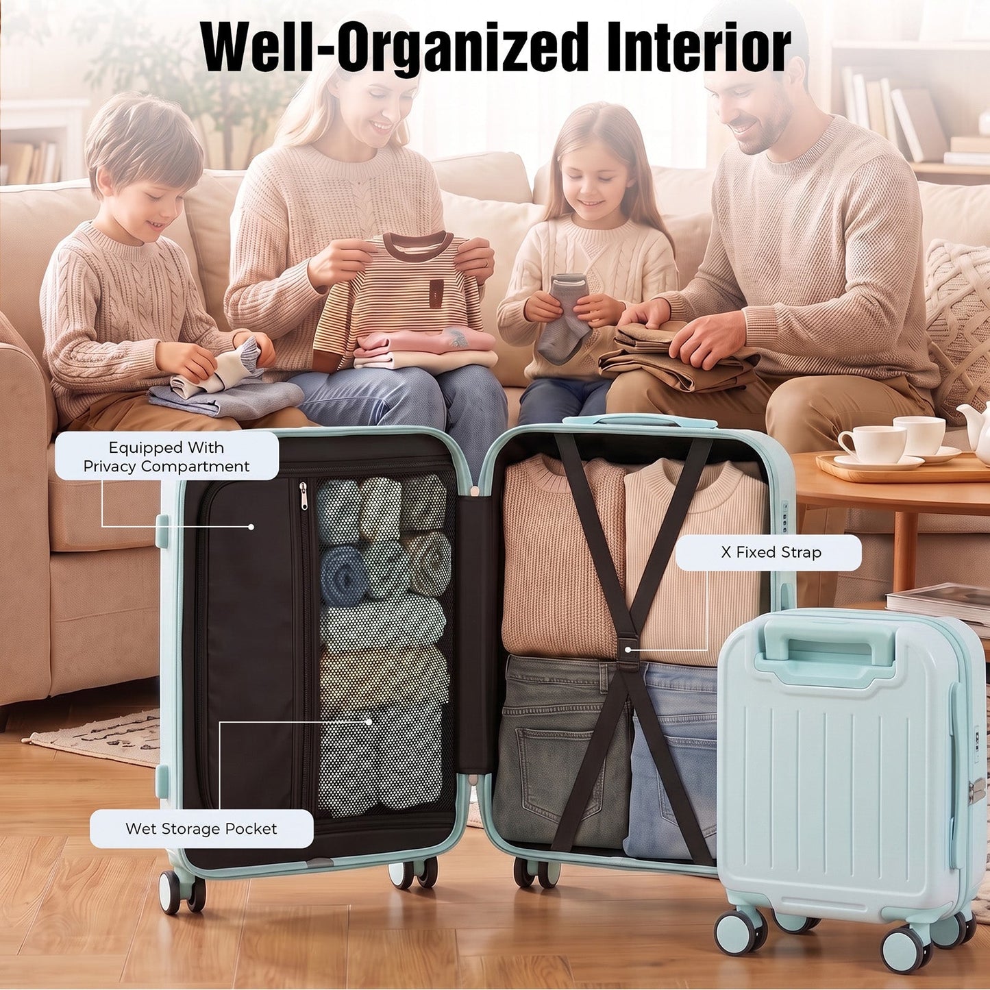 Advwin 2PCS Attachable Hardshell Luggage Set 14/20 Inch