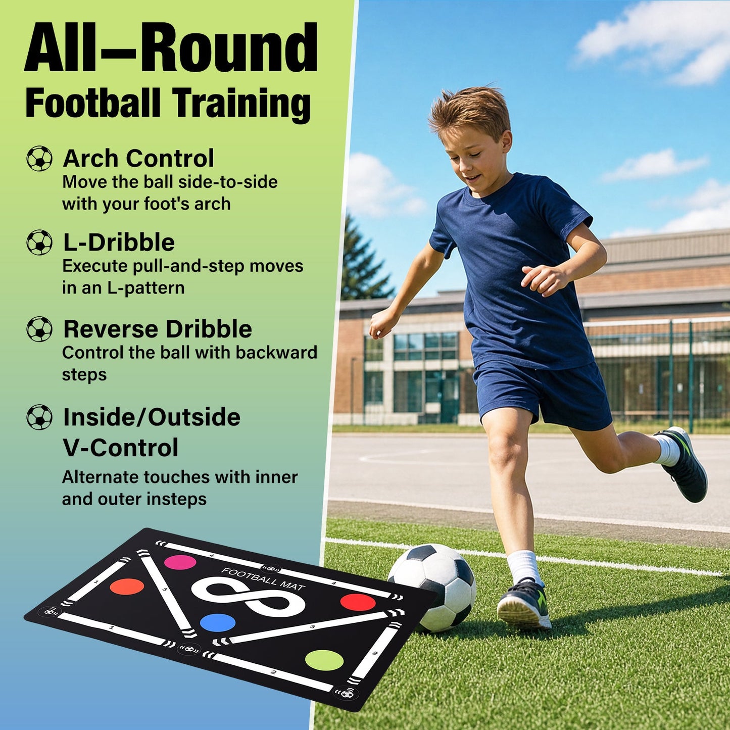 Advwin Soccer Training Mat Non-Slip Silent