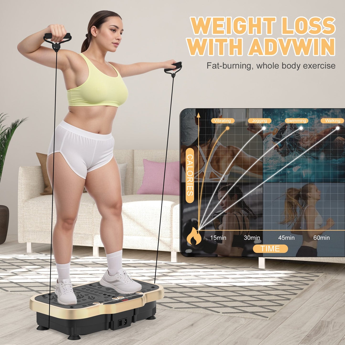 Advwin Vibration Plate Exercise Machine 150kg Capacity