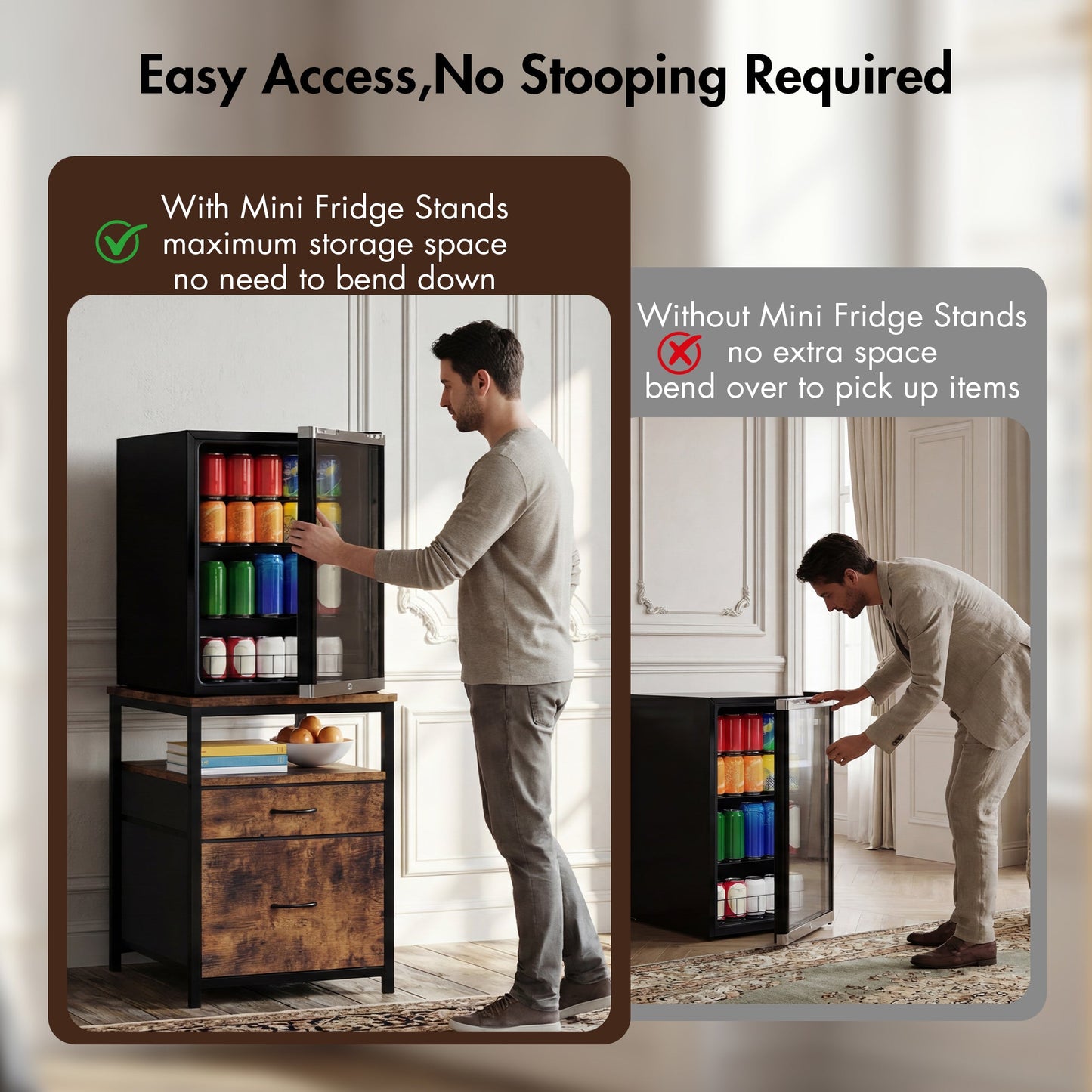 Advwin Mini Fridge Stand with 2 Drawers and Open Shelf