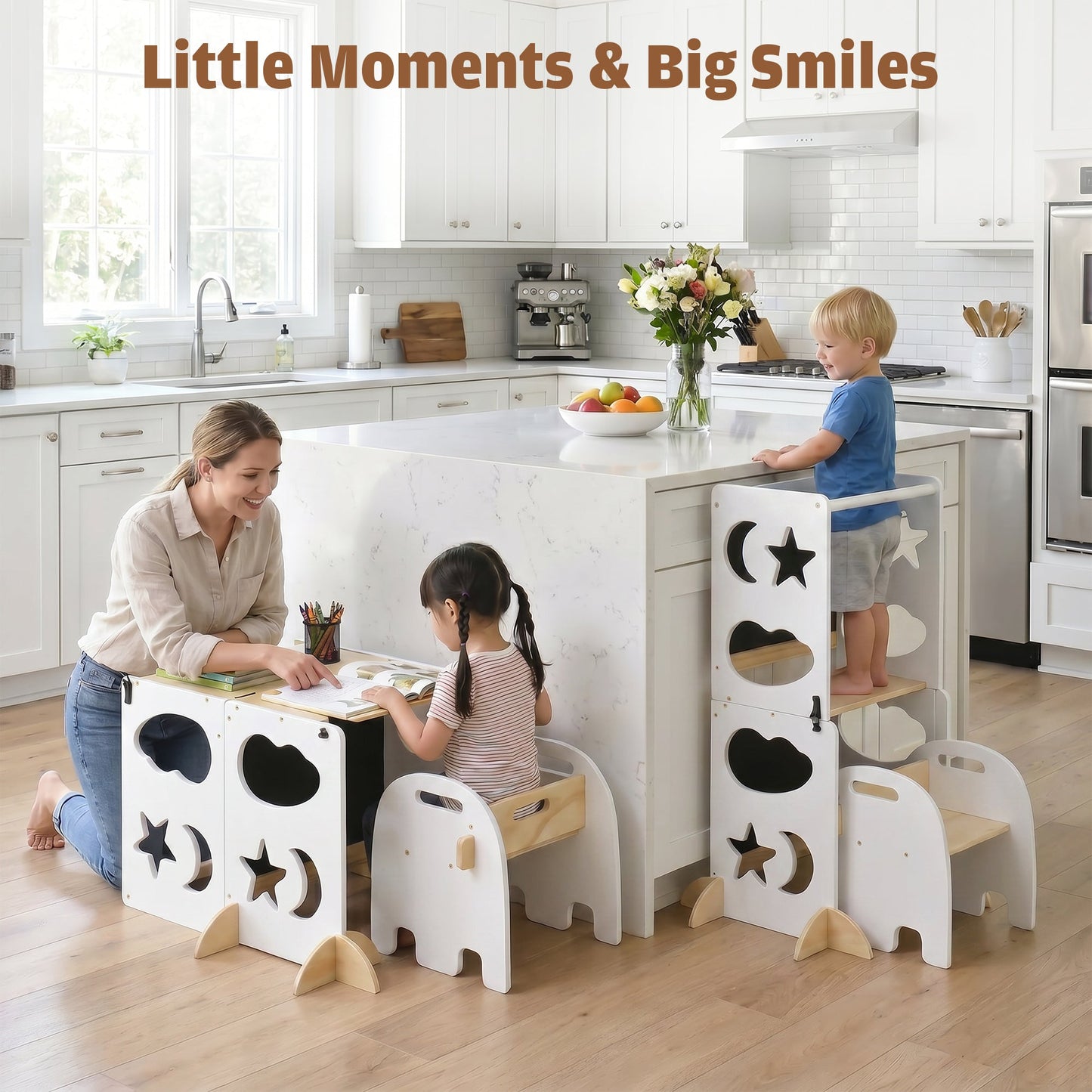 Advwin 4-in-1 Foldable Toddler Step Stool with Blackboard