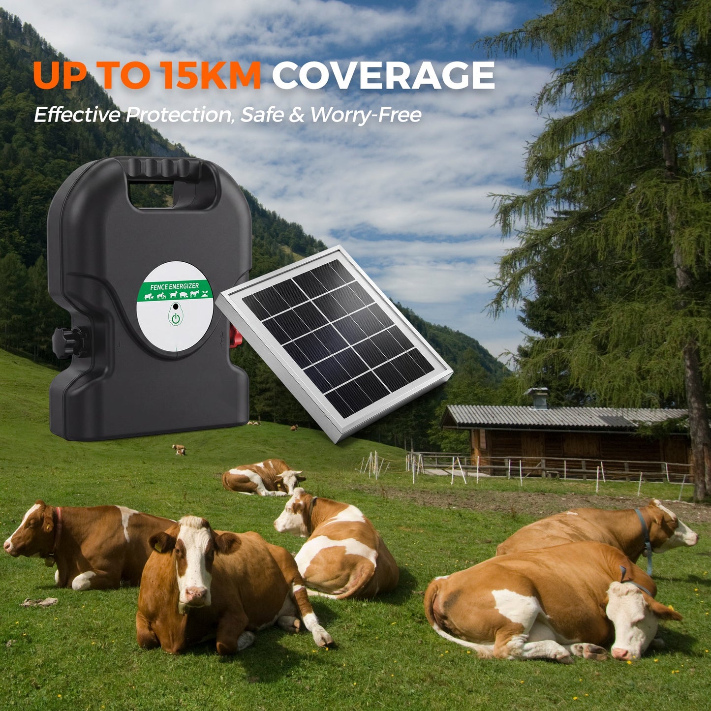 Advwin 15km Solar Electric Fence Energiser Charger