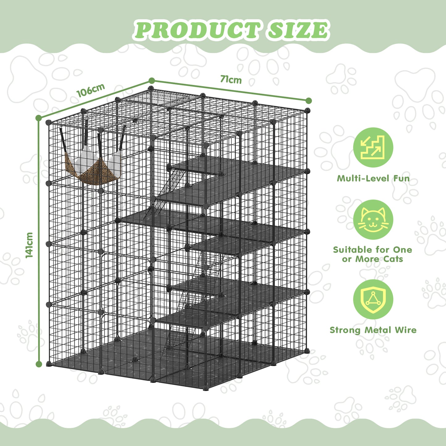 Advwin Large 4 Tier Cat Cage Pet Playpen Cat Kennel