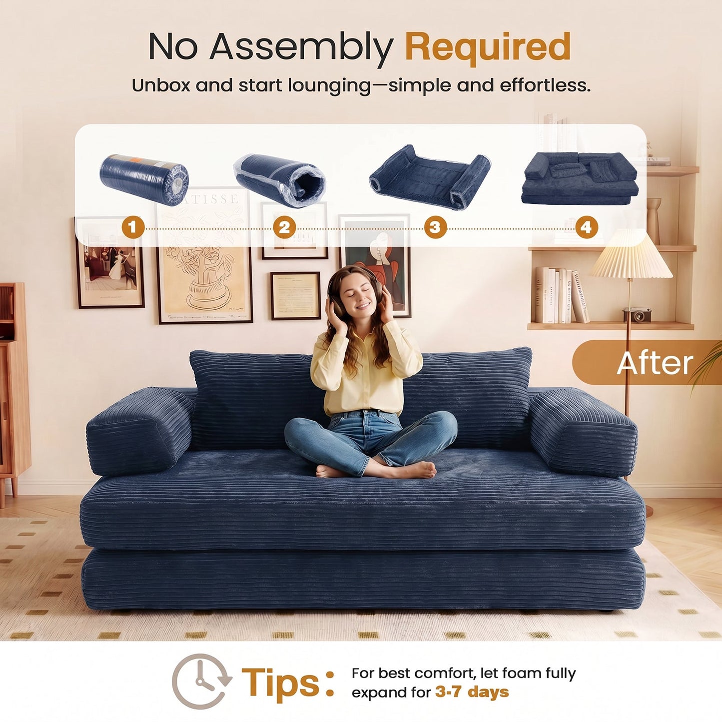 Advwin Folding Sofa Bed Convertible Floor Loveseat Sofa
