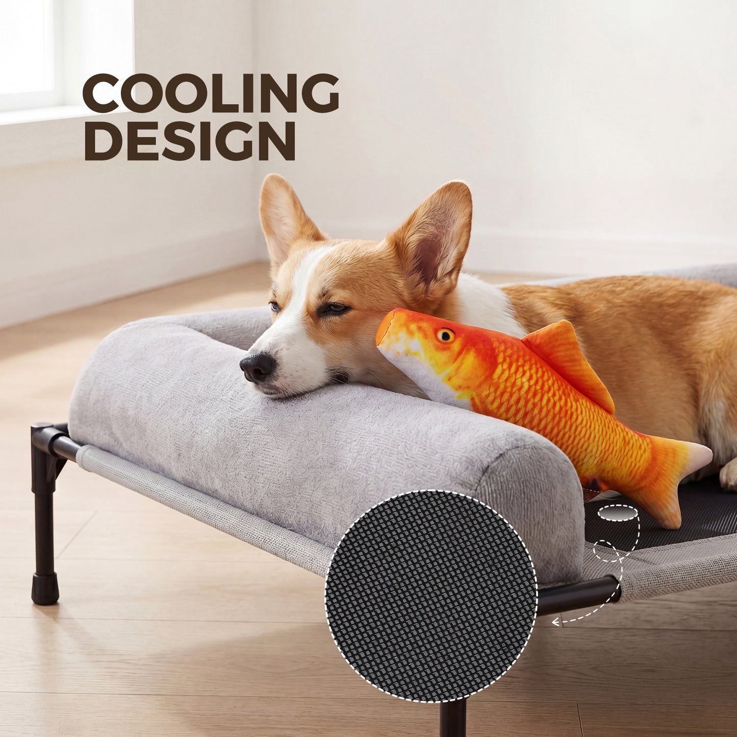 Advwin Outdoor Elevated Dog Bed with Breathable Mesh