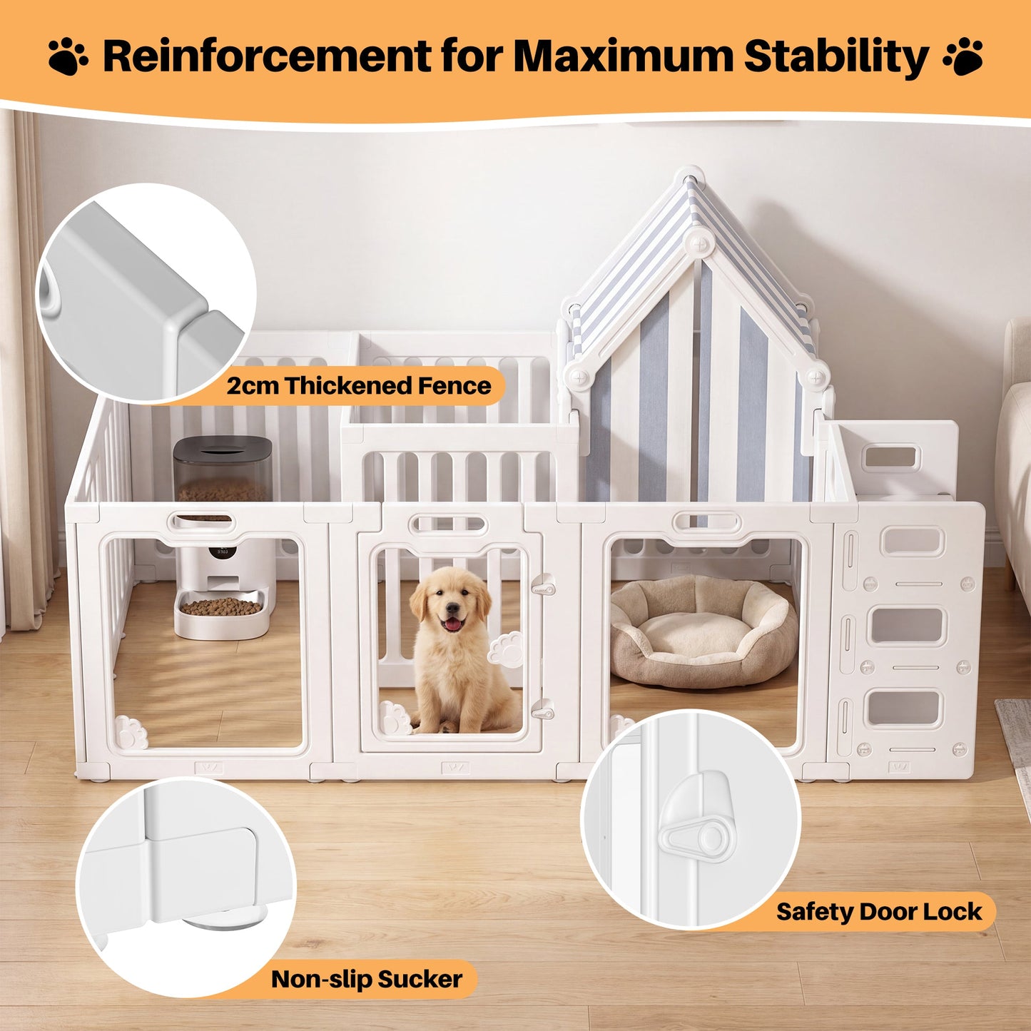 Advwin Pet Playpen with Tent & Storage Rack
