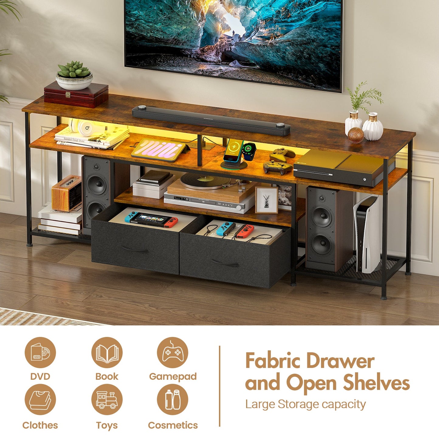 Advwin 160cm TV unit Cabinet with RGB LED Light