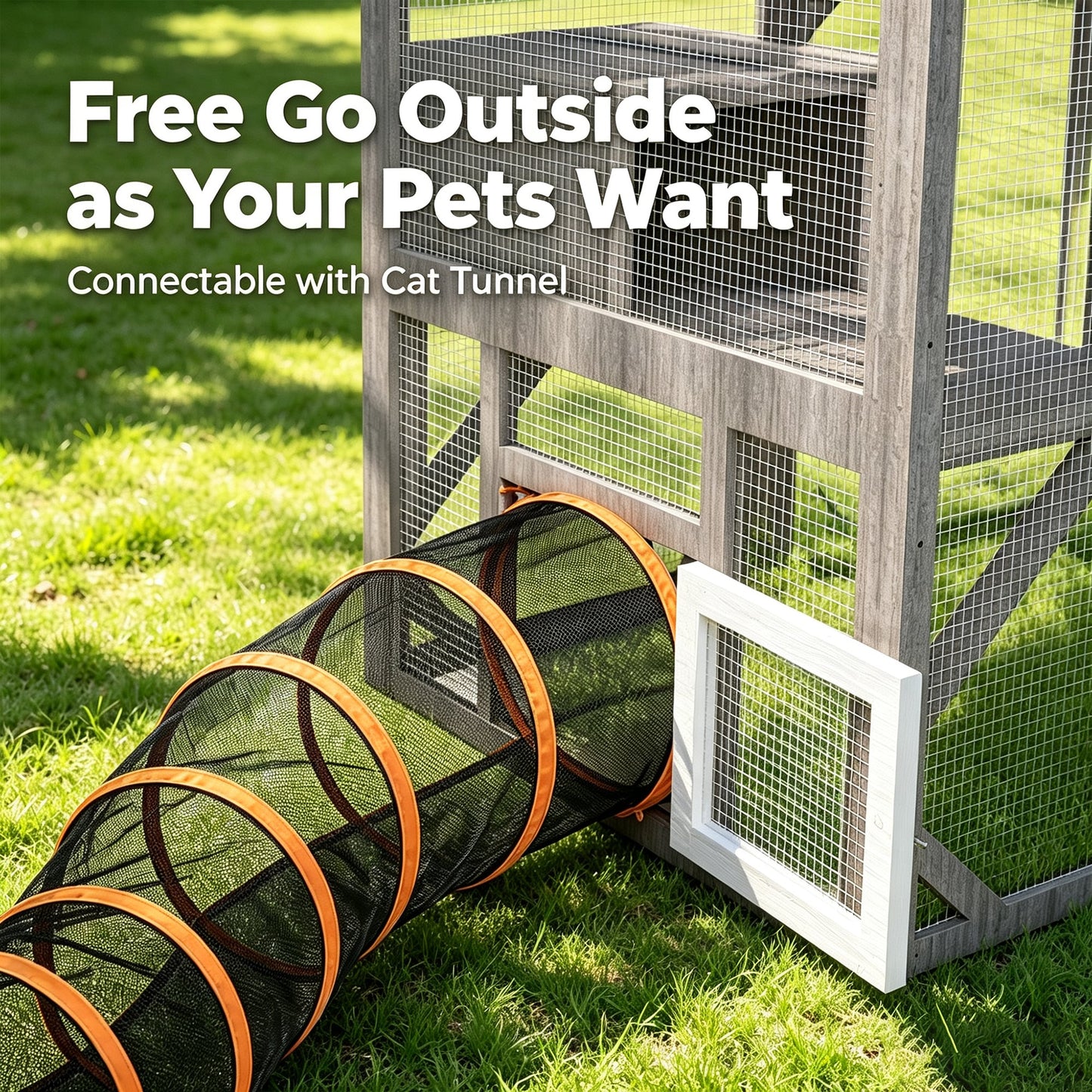 Advwin Outdoor Walk-in Cat Catio Enclosure w/ Asphalt Roof