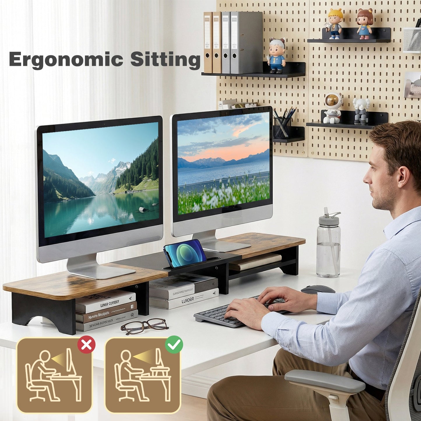 Advwin 100cm Dual Monitor Stand with Storage