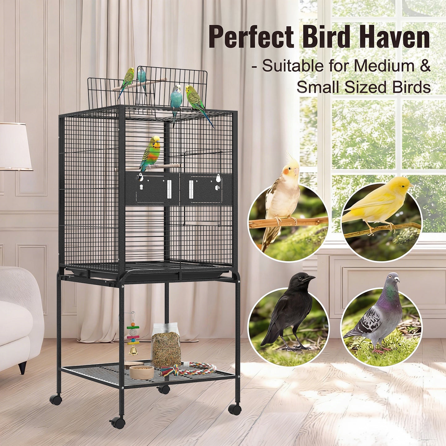 Advwin Bird Cage 146CM Open Top 2 Perches Aviary