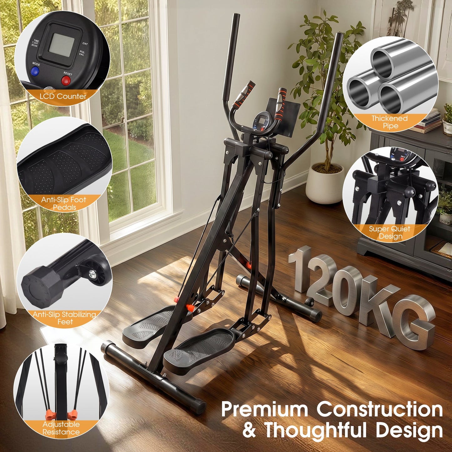Advwin Foldable Air Walker Exercise Machine w/ Heart Rate Monitor