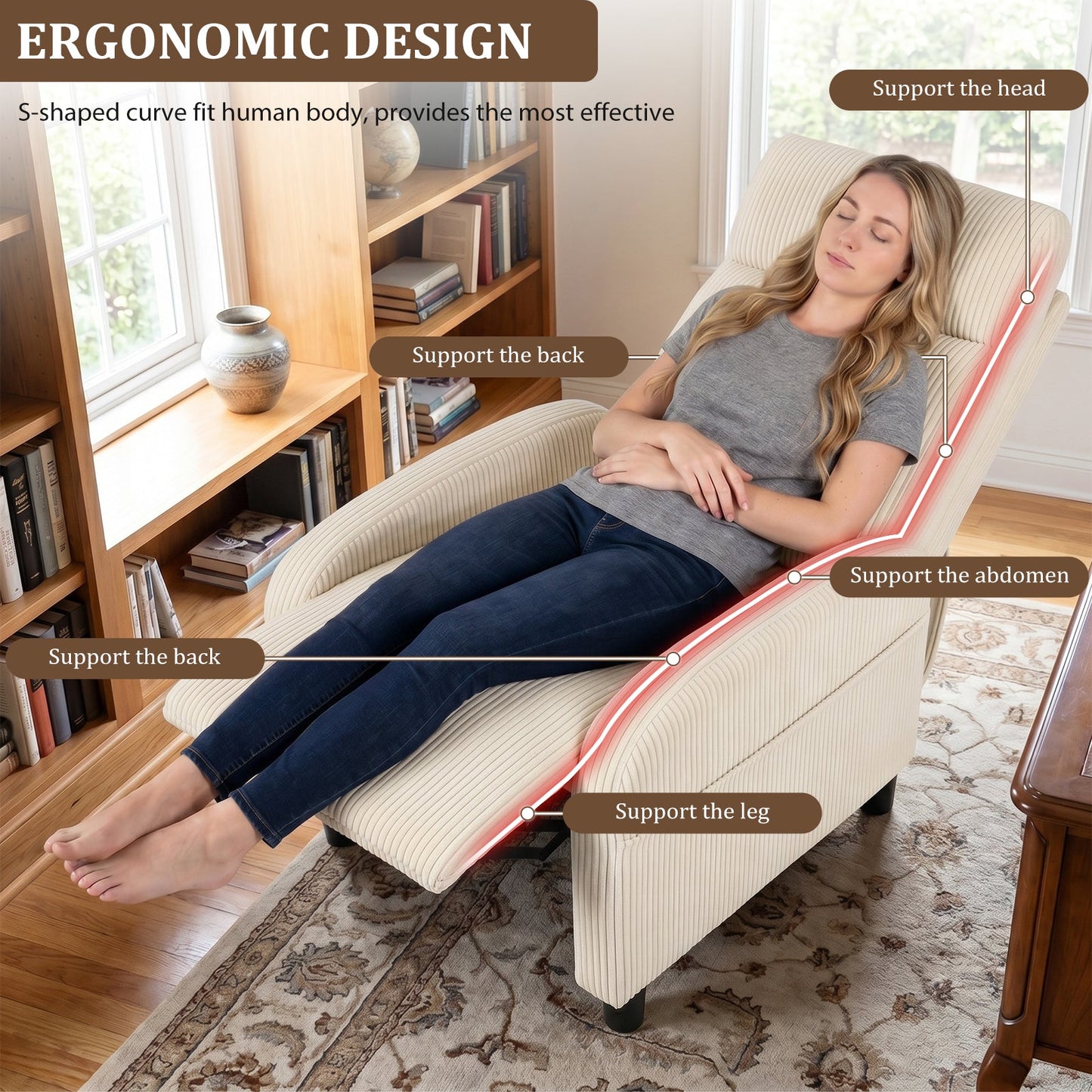 Advwin Recliner Chair with Adjustable Backrest & Footrest