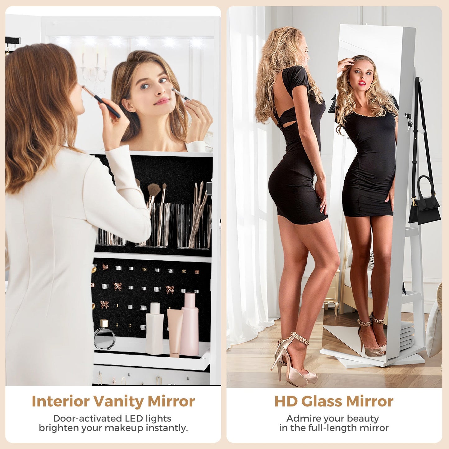 Advwin 360° Swivel Jewelry Cabinet with Lock