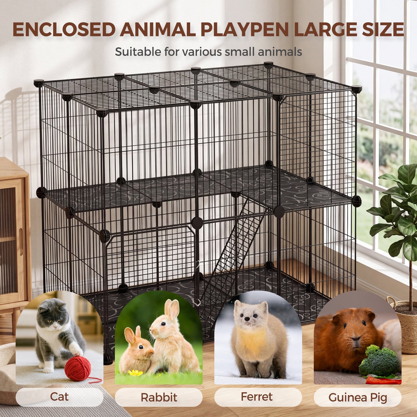 Advwin Metal Wire Pet Playpen Cat Enclosure