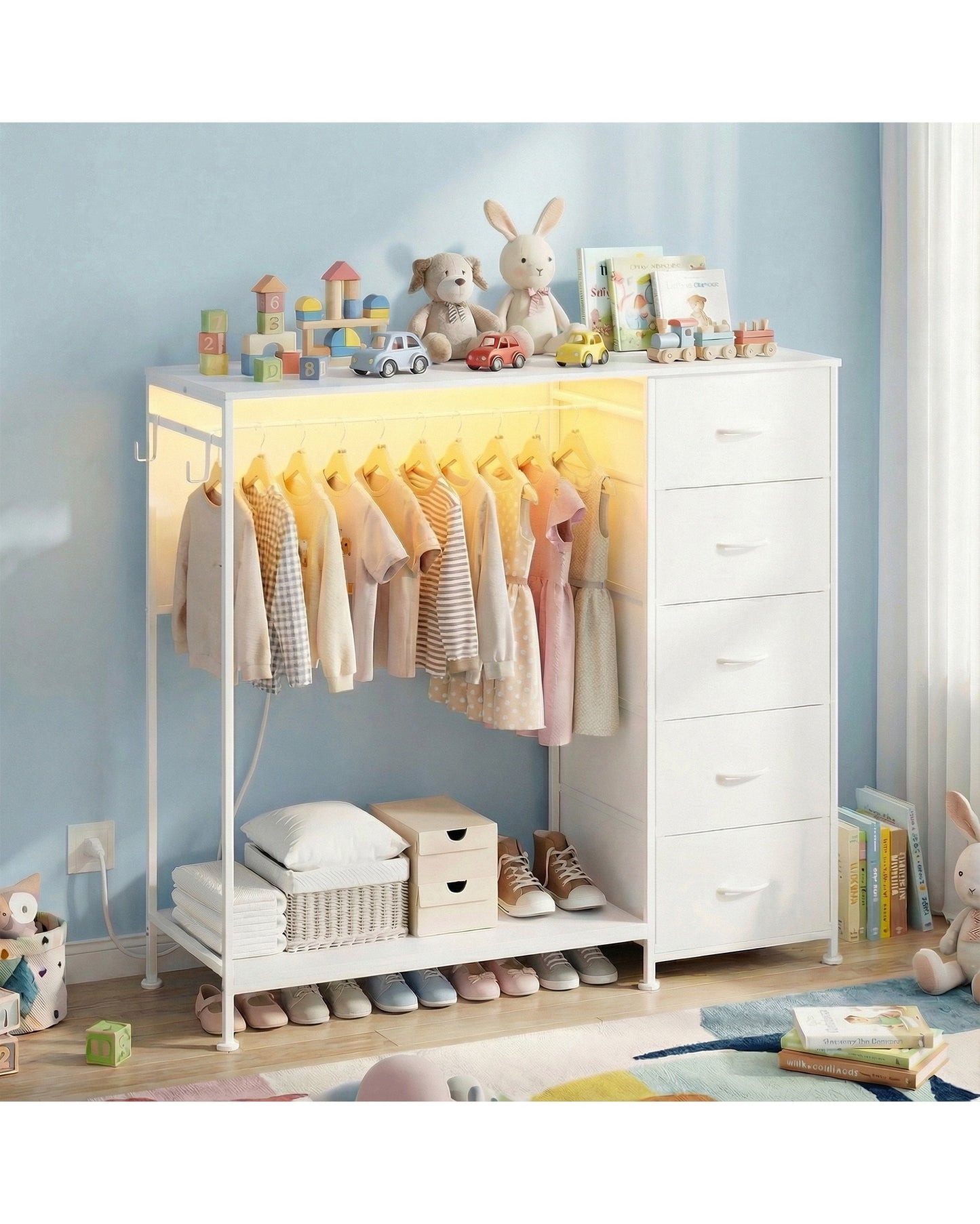 Advwin Dresser w/ Hanging Rack & Clothes Rail