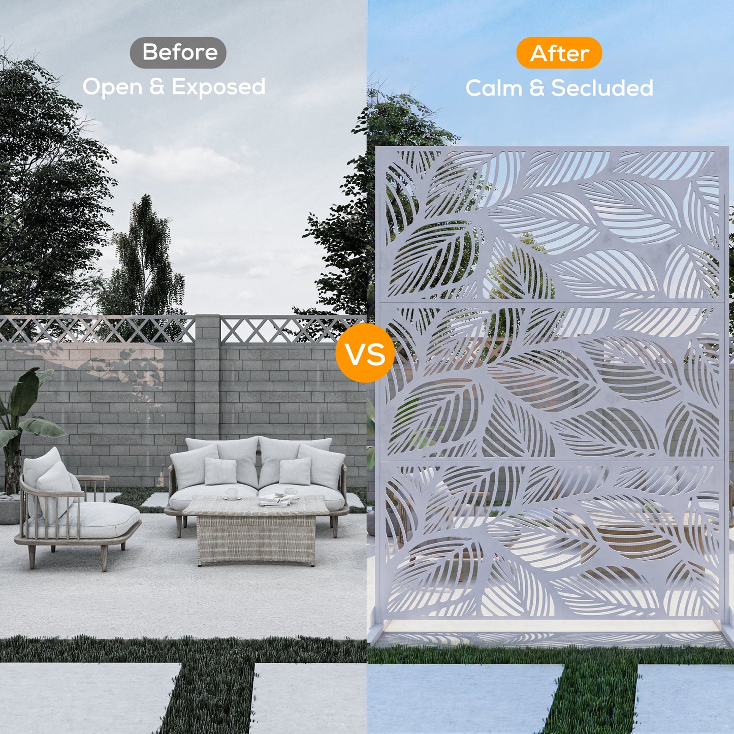 Advwin Leaf Metal Privacy Screen 119x183.5cm