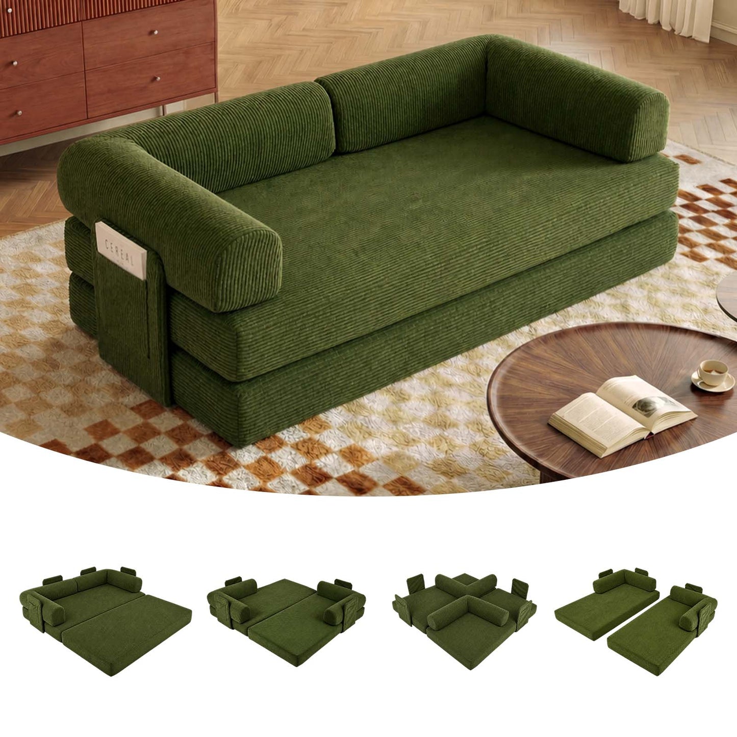Advwin 5-in-1 Convertible Folding Loveseat Sofa Bed