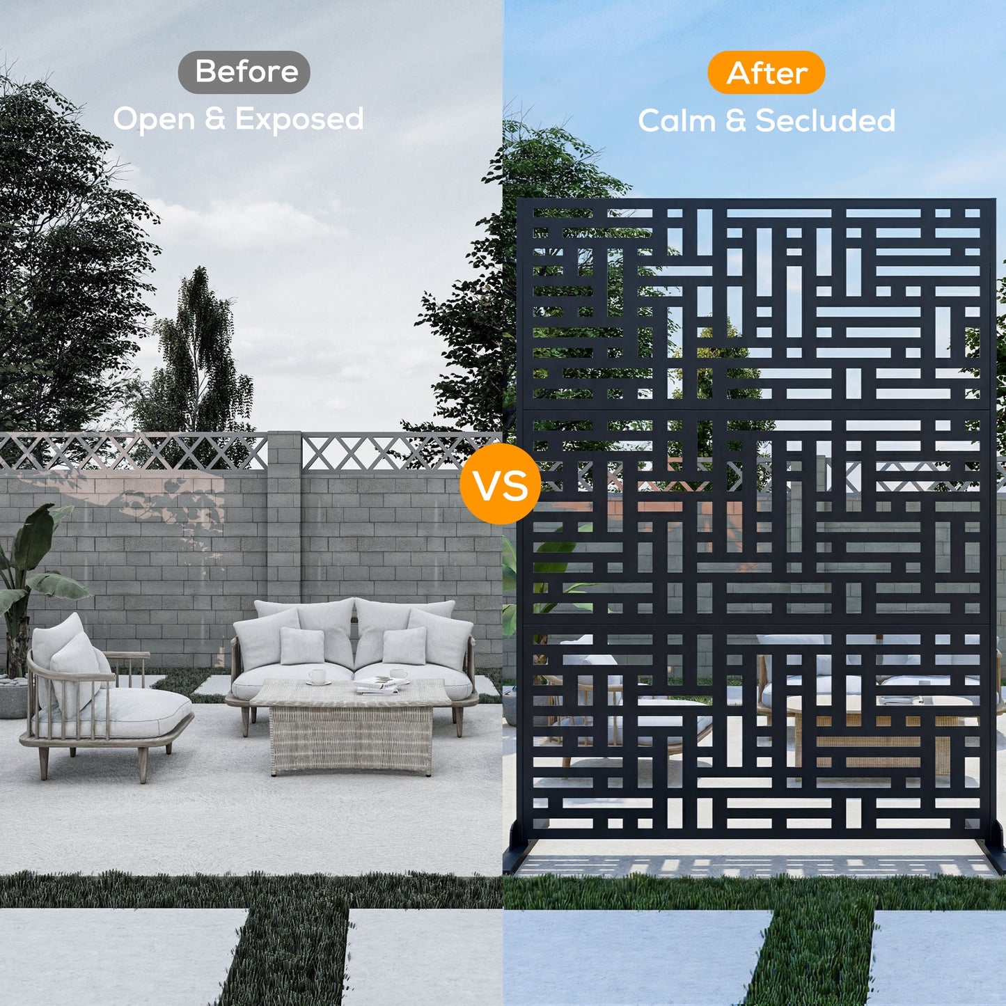 Advwin Geometric Metal Privacy Screen 119x183.5cm
